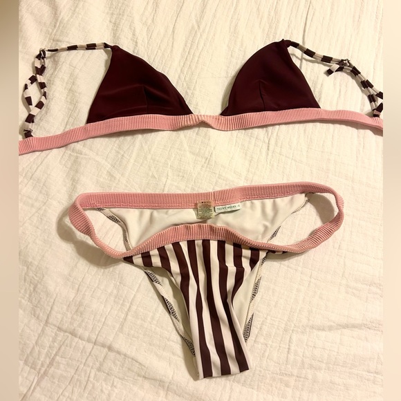 RYE XOXO Bikini in Merlot Stripe - Picture 2 of 2